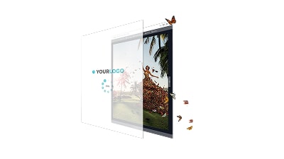 An image showing that you can add you own logo to your flipbook.