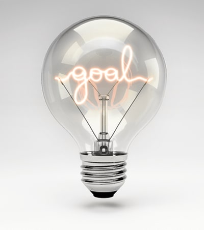 A light bulb showing the word 