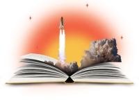 A rocket starting from inside a flipbook