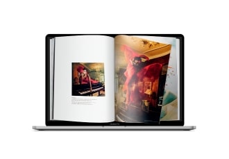 A laptop showing a flipbook
