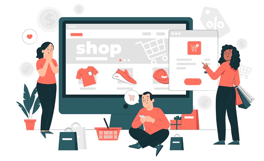 Ecommerce web page concept illustration Ecommerce web page concept illustration