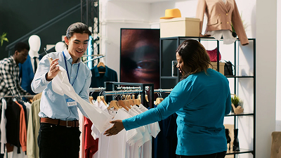 Happy woman with sales signs above her - Image by PublicDomainPictures from Pixabay
