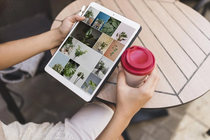 Choosing an image from a portfolio of images on an iPad