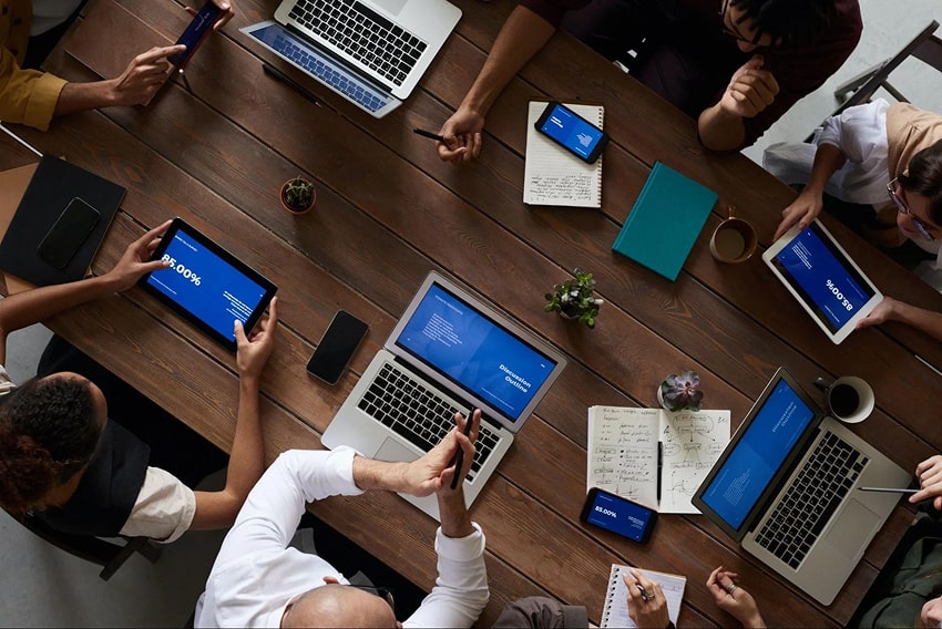 A team in a meeting.