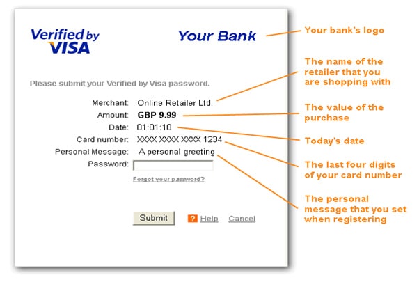 3D Secure example pop-up 3D Secure example pop-up