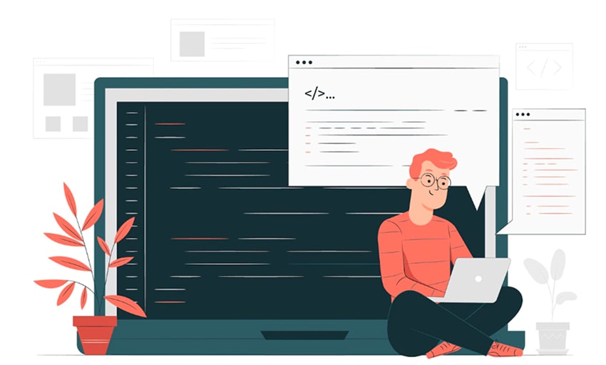 Code typing concept illustration Code typing concept illustration