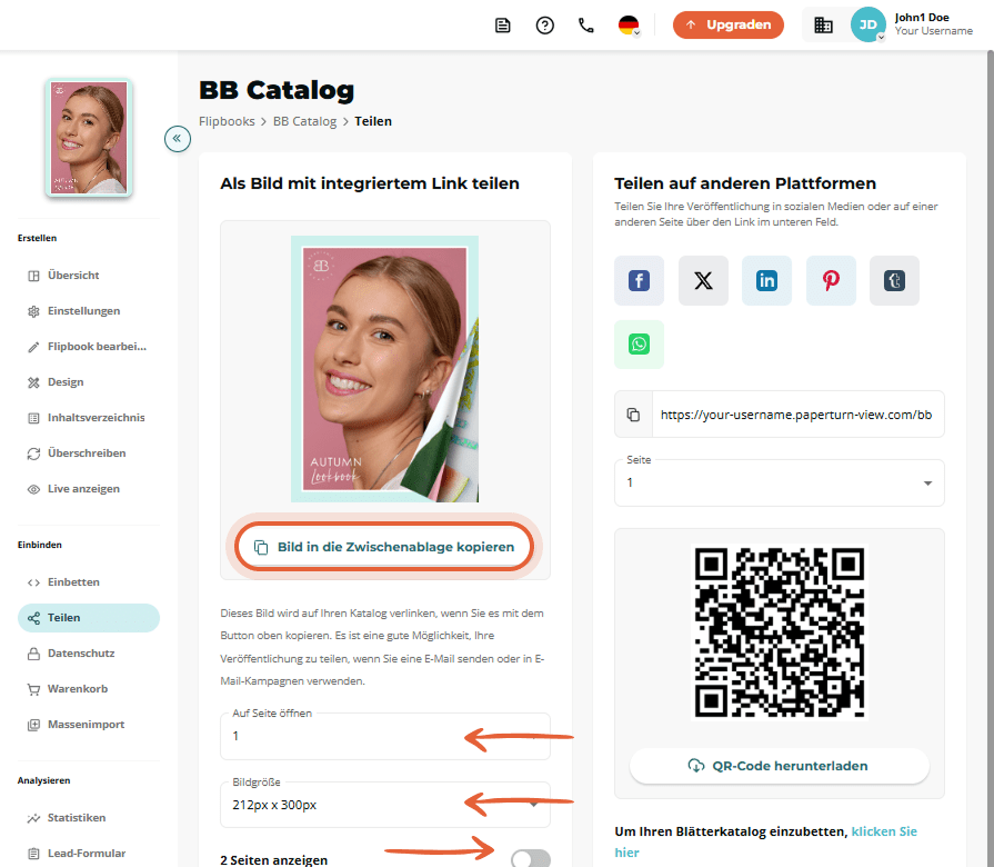 Share-Reiter, in dem die Schaltfläche „Bild in Zwischenablage kopieren“ hervorgehoben ist, darunter 
