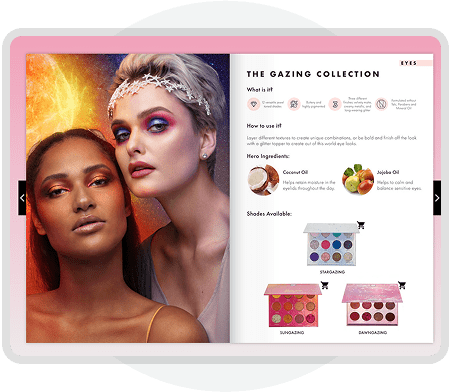 Interactive digital product catalog showcasing automated product links and rich media features using