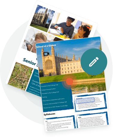 Digital school brochure with edit and click icons — showing how Paperturn helps educators create accessible content.