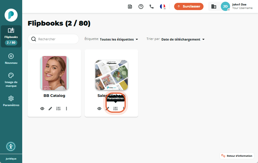 Section de suivi de flipbook dans Paperturn, affichant le champ d'ID de conteneur GTM individuel et 