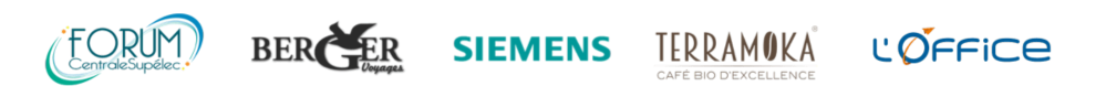 Les logos de l'entreprise Forum, Berger Voyages, Siemens, Terramoka et L'Office
