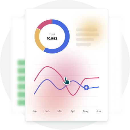 Accessible dashboard with donut chart and monthly line graph in Paperturn Accessible dashboard with donut chart and monthly line graph in Paperturn