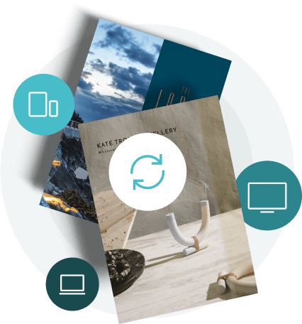Stack of digital policy documents with a sync icon — showing how Paperturn lets government teams update document seamlessly.