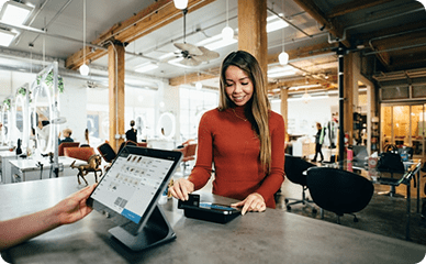 Retail professional browsing a
  digital product catalog
