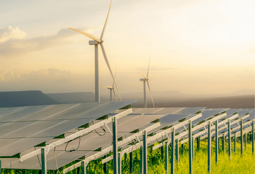 Solar panels and wind turbines