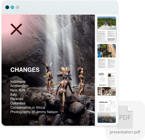 Static travel PDF with a red X — showing how outdated brochures break links and limit engagement.