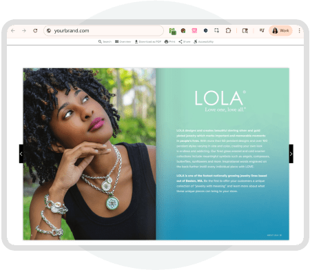Branded digital catalog displayed under a custom domain showcasing Paperturn’s white-label digital p